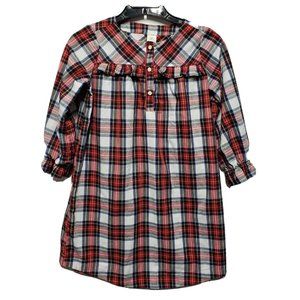 Crewcuts Girl's 10 Red Tartan Plaid Nightgown Dress Ruffle Prairie Christmas